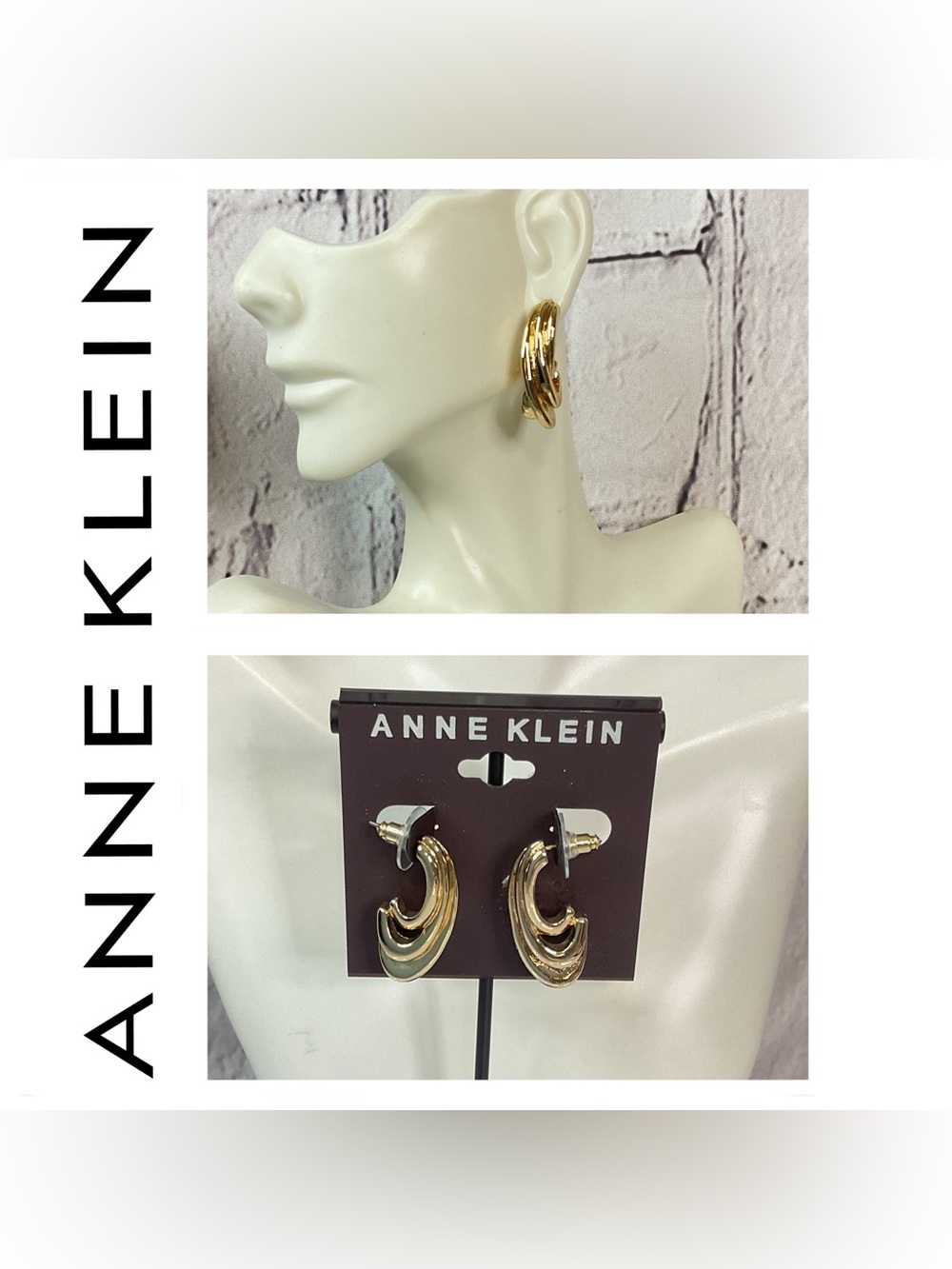 🌟🌟 Anne Klein Shiny Gold Multi-Loop Hoop Earrings